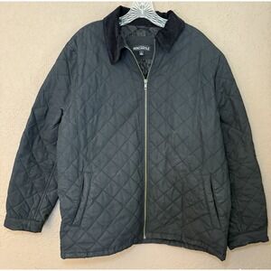 J. Crew Mercantile Men's Black Quilted Coat W Corduroy Collar Sz L. Barn Jacket‎